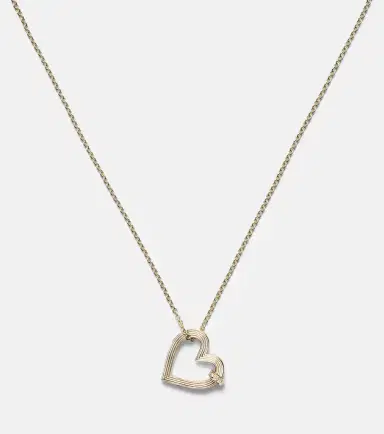 Sydney Evan Fluted Heart 14kt gold pendant necklace with diamonds | Thumbnail 3 Sydney Evan Fluted Heart 14kt gold pendant necklace with diamonds | Thumbnail 3