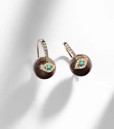 Sydney Evan Evil Eye 14kt gold earrings with diamonds and turquoise | Thumbnail 5 Sydney Evan Evil Eye 14kt gold earrings with diamonds and turquoise | Thumbnail 5