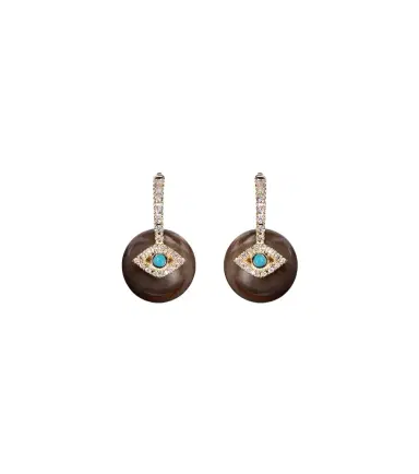 Sydney Evan Evil Eye 14kt gold earrings with diamonds and turquoise | Thumbnail 1 Sydney Evan Evil Eye 14kt gold earrings with diamonds and turquoise | Thumbnail 1