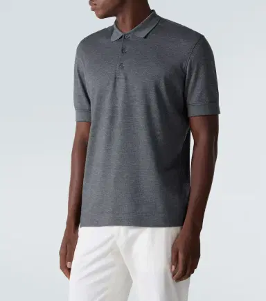 Zegna Cotton and silk piqué polo shirt | Thumbnail 4 Zegna Cotton and silk piqué polo shirt | Thumbnail 4