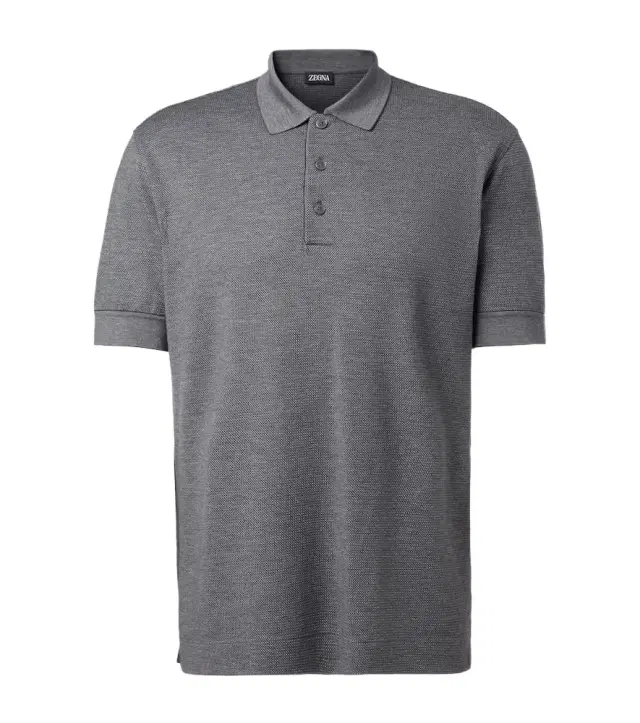 Zegna Cotton and silk piqué polo shirt