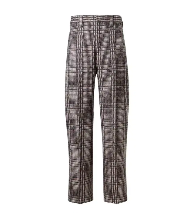 Zegna Prince of Wales check wool straight pants