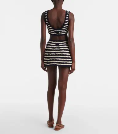 Prada Crochet striped cotton miniskirt | Thumbnail 3