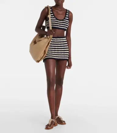 Prada Crochet striped cotton miniskirt | Thumbnail 4