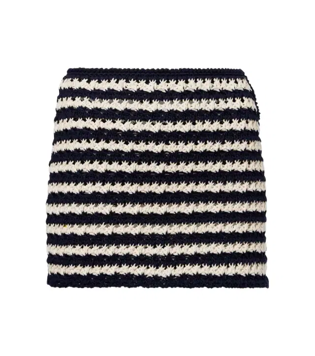 Prada Crochet striped cotton miniskirt