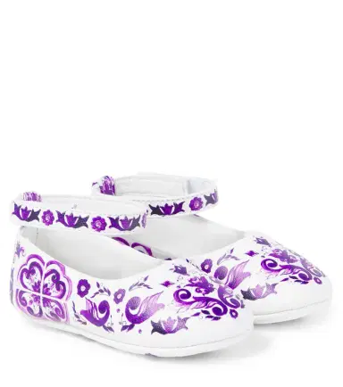 Dolce & Gabbana Kids Baby Majolica leather ballet flats | Thumbnail 1