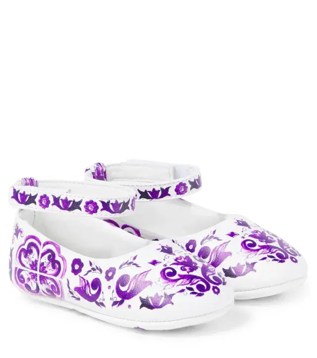 Dolce & Gabbana Kids Baby Majolica leather ballet flats