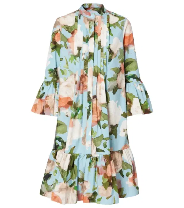 Erdem Floral gathered cotton poplin minidress