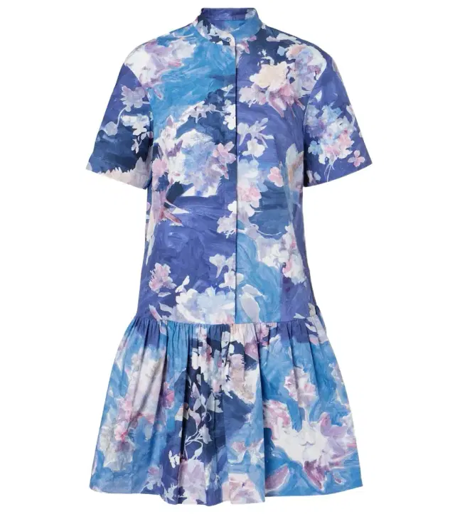 Erdem Floral peplum cotton poplin minidress