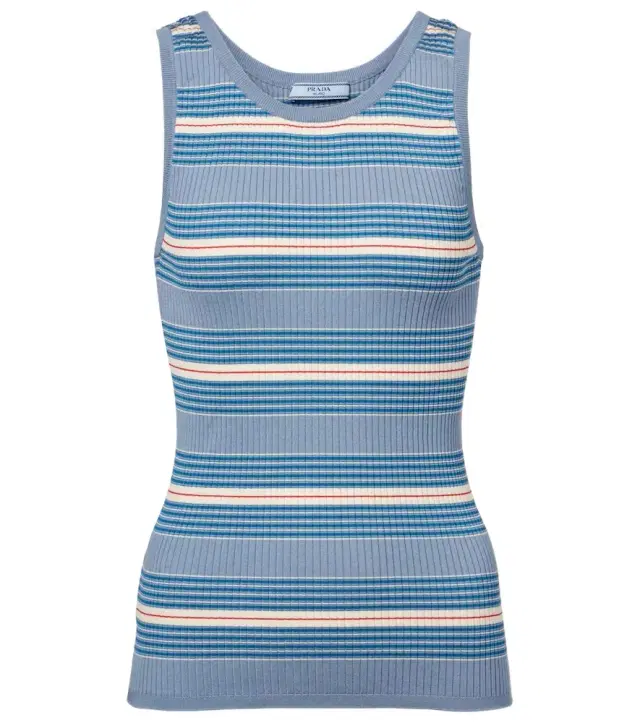 Cotton ribbed-knit tank top
