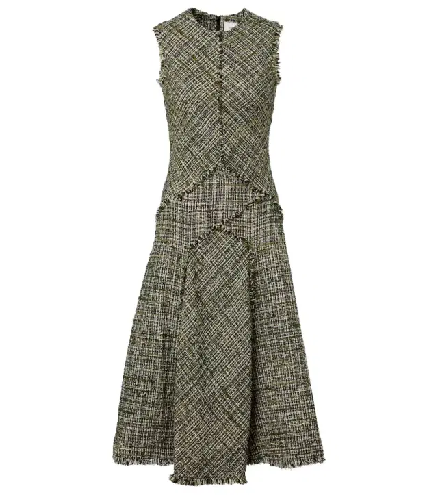 Erdem Draped tweed midi dress