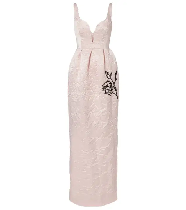 Erdem Embroidered satin gown