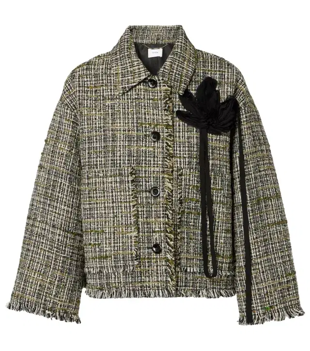 Erdem Floral-appliqué tweed jacket