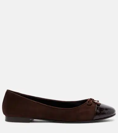 Tory Burch Cap Toe croc-effect suede ballet flats | Thumbnail 3