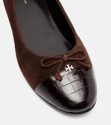 Tory Burch Cap Toe croc-effect suede ballet flats | Thumbnail 4