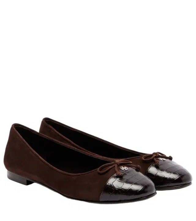 Tory Burch Cap Toe croc-effect suede ballet flats
