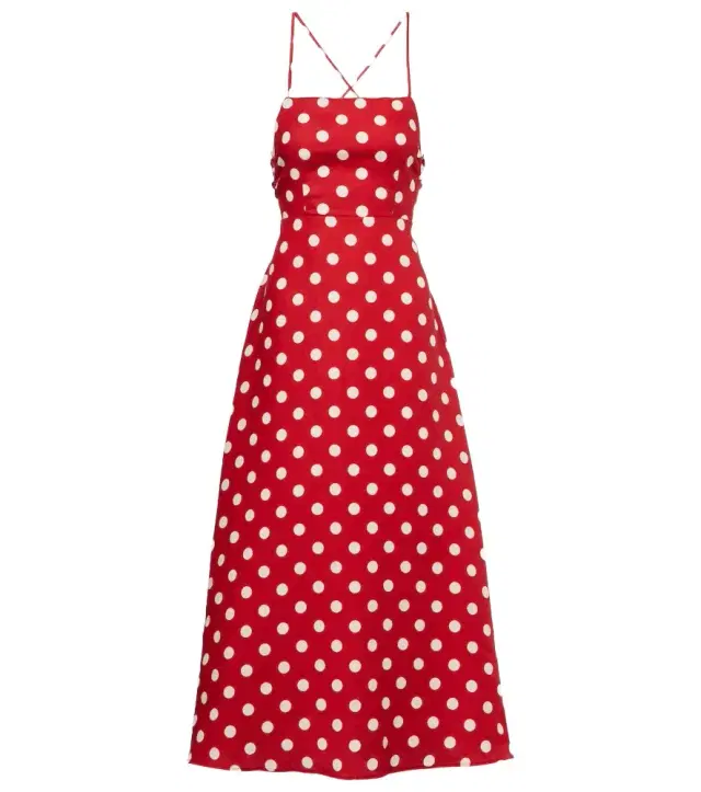 Posse Lori polka-dot linen maxi dress