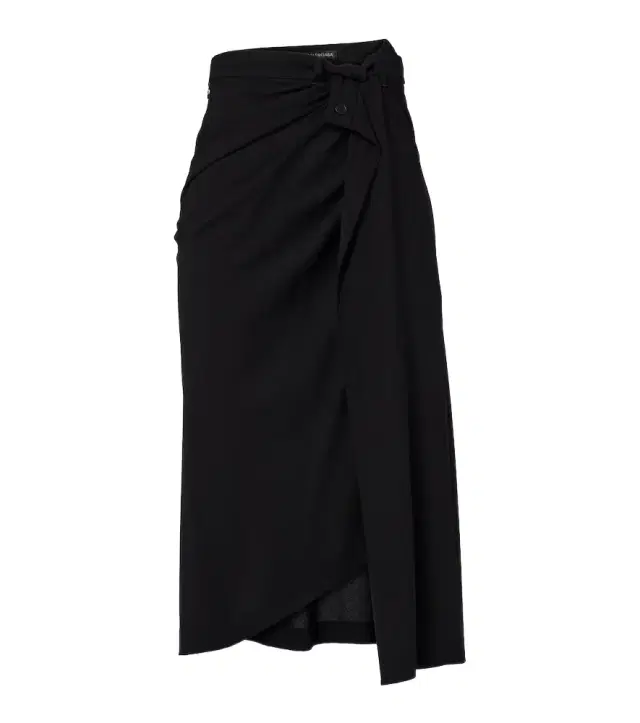 Draped gathered crêpe midi skirt