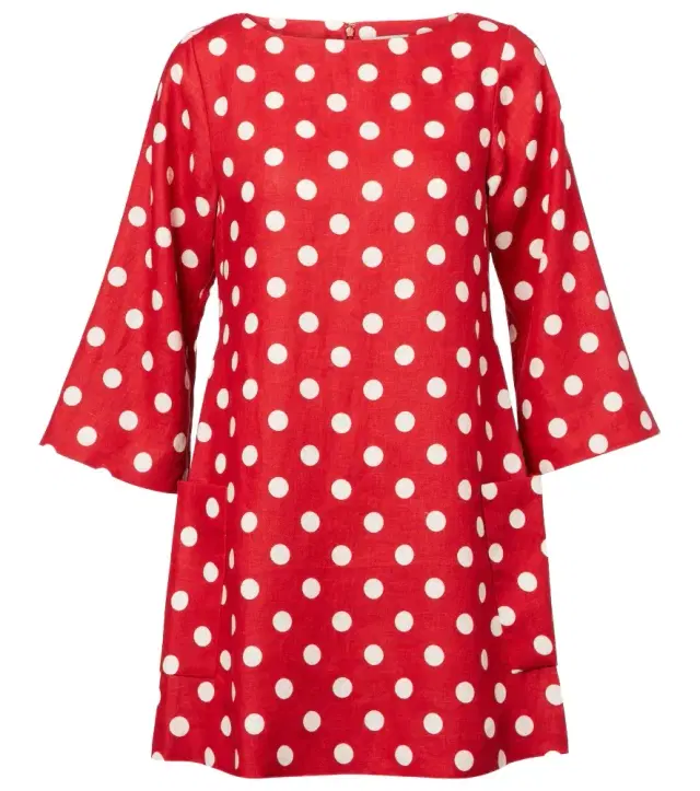 Posse Nina polka-dot linen minidress
