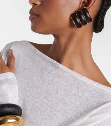 Alaïa Alaïa Bumper wooden clip-on earrings | Thumbnail 5