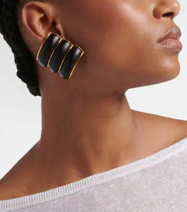 Alaïa Alaïa Bumper wooden clip-on earrings | Thumbnail 6