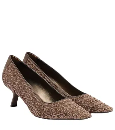 Brunello Cucinelli Embellished suede pumps | Thumbnail 1