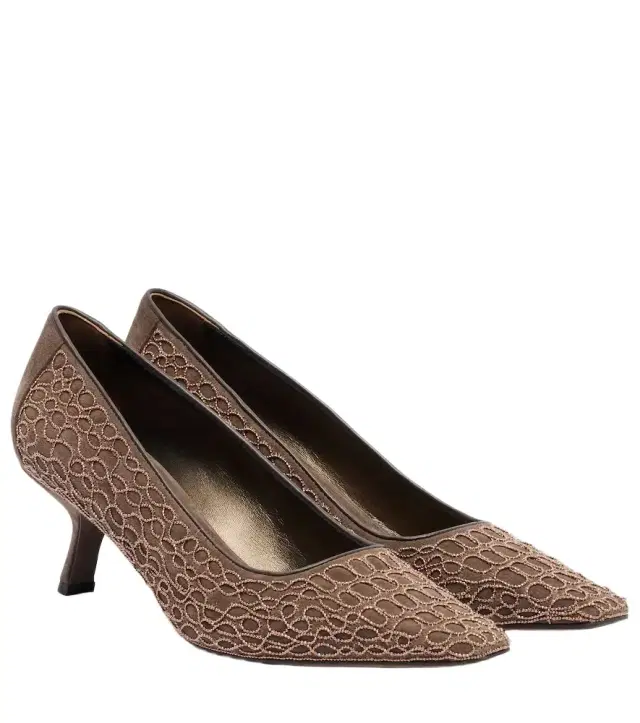 Brunello Cucinelli Embellished suede pumps