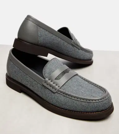 Brunello Cucinelli Monili leather-trimmed loafers | Thumbnail 4