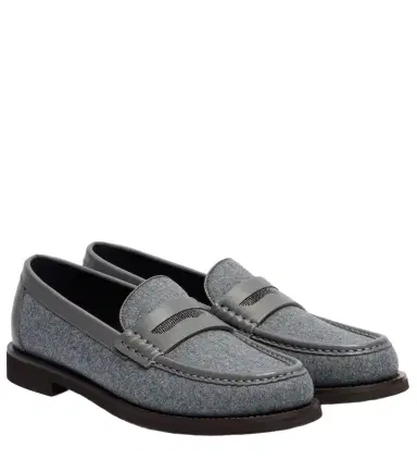Brunello Cucinelli Monili leather-trimmed loafers | Thumbnail 1
