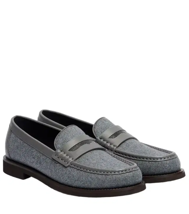 Brunello Cucinelli Monili leather-trimmed loafers