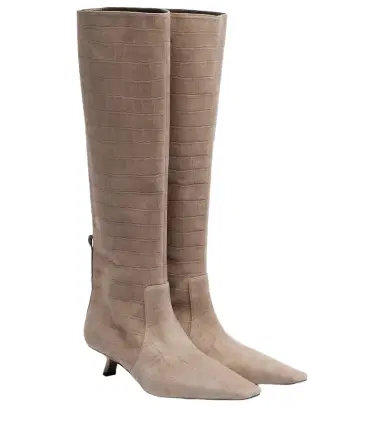 Brunello Cucinelli Monili croc-effect suede knee-high boots | Thumbnail 1