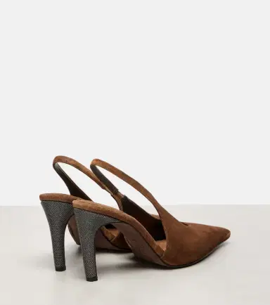 Brunello Cucinelli Monili suede slingback pumps | Thumbnail 2