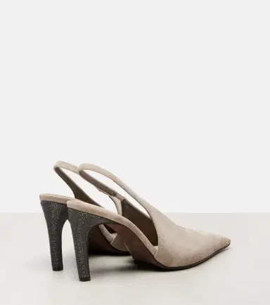 Brunello Cucinelli 80 Monili suede slingback pumps | Thumbnail 3