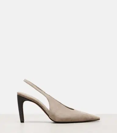Brunello Cucinelli 80 Monili suede slingback pumps | Thumbnail 5