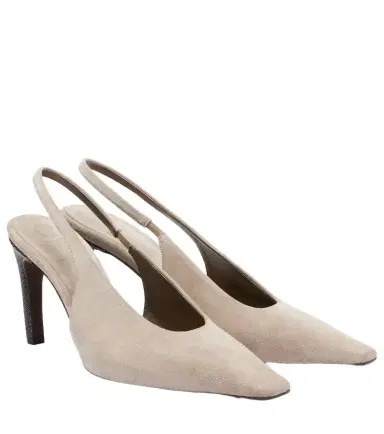 Brunello Cucinelli 80 Monili suede slingback pumps | Thumbnail 1