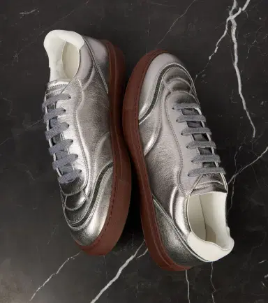 Brunello Cucinelli Metallic leather sneakers | Thumbnail 4