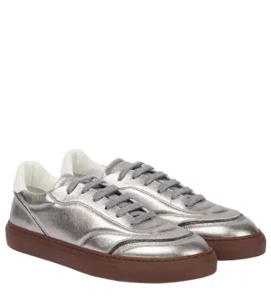 Brunello Cucinelli Metallic leather sneakers | Thumbnail 1