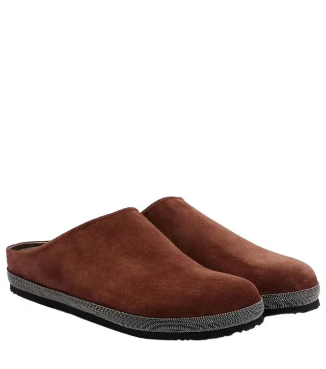 Brunello Cucinelli Monili suede clogs