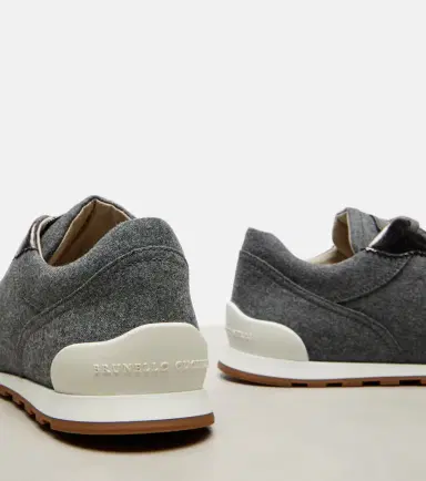 Brunello Cucinelli Leather-trimmed felt sneakers | Thumbnail 2