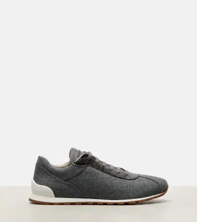 Brunello Cucinelli Leather-trimmed felt sneakers | Thumbnail 3