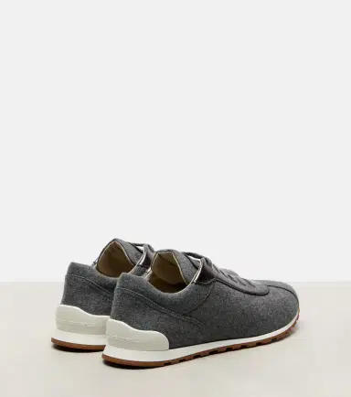 Brunello Cucinelli Leather-trimmed felt sneakers | Thumbnail 4