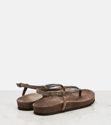 Brunello Cucinelli Monili suede thong sandals | Thumbnail 2