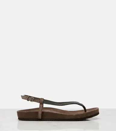 Brunello Cucinelli Monili suede thong sandals | Thumbnail 3