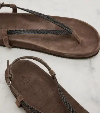 Brunello Cucinelli Monili suede thong sandals | Thumbnail 4