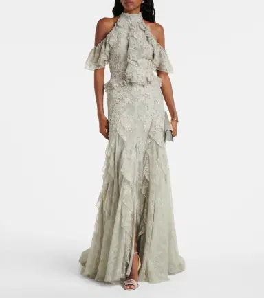 Costarellos Rhodine embellished halterneck lace gown | Thumbnail 2 Costarellos Rhodine embellished halterneck lace gown | Thumbnail 2