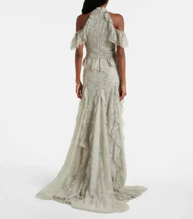 Costarellos Rhodine embellished halterneck lace gown | Thumbnail 5 Costarellos Rhodine embellished halterneck lace gown | Thumbnail 5