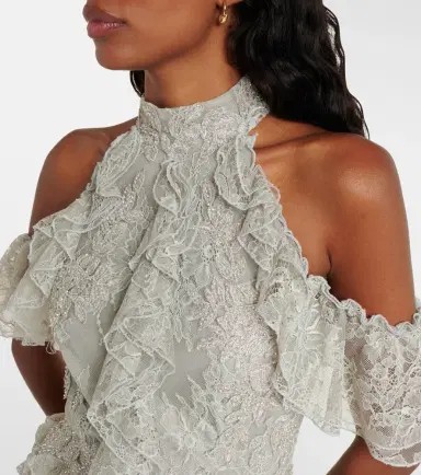 Costarellos Rhodine embellished halterneck lace gown | Thumbnail 6 Costarellos Rhodine embellished halterneck lace gown | Thumbnail 6