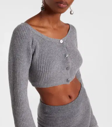BLUMARINE Cropped ribbed-knit wool cardigan | Thumbnail 2