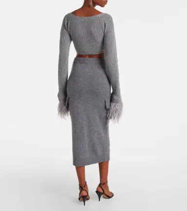BLUMARINE Cropped ribbed-knit wool cardigan | Thumbnail 3