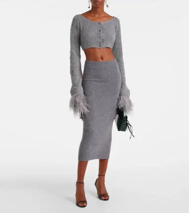 BLUMARINE Cropped ribbed-knit wool cardigan | Thumbnail 5